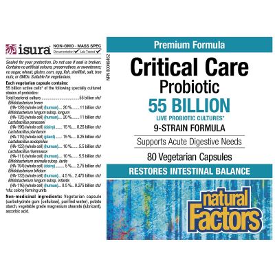 Natural Factors Critical Care Probiotic 55 Billion 80 Capsules