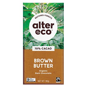 Alter Eco Dark Chocolate 70% Cacao "Brown Butter" Bar