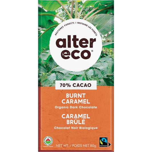 Alter Eco Dark Chocolate 70% Cacao "Burnt Caramel" Bar