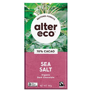 Alter Eco Dark Chocolate 70% Cacao "Sea Salt" Bar