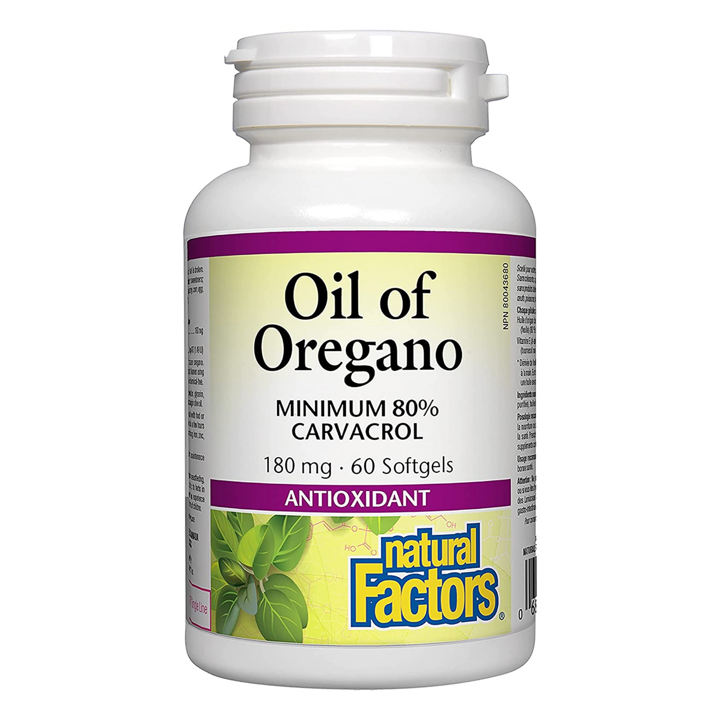 Natural Factors Oil of Oregano 60 Softgels