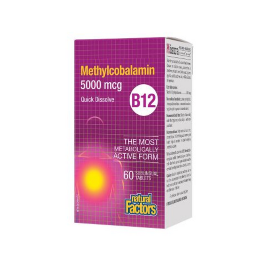 Natural Factors B12 5000mcg Methylcobalamin 60 Sublingual Tablets