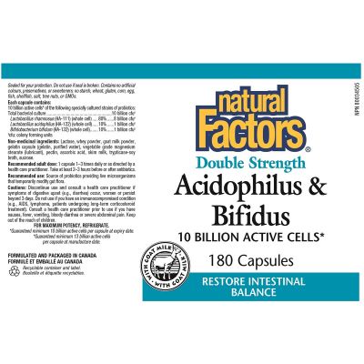 Natural Factors Acidophilus & Bifidus 10 Billion 180 Capsules