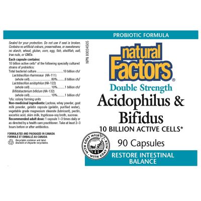 Natural Factors Acidophilus & Bifidus 10 Billion 90 Capsules