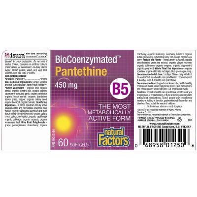 Natural Factors B5 Pantethine 60 Softgels