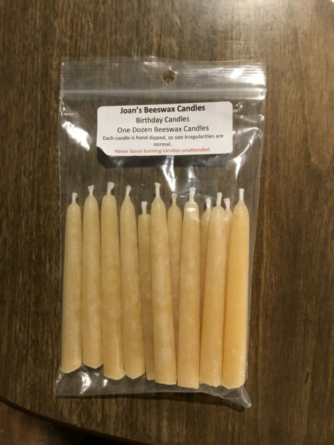 Joan's Beeswax Candles Birthday Candles (12)