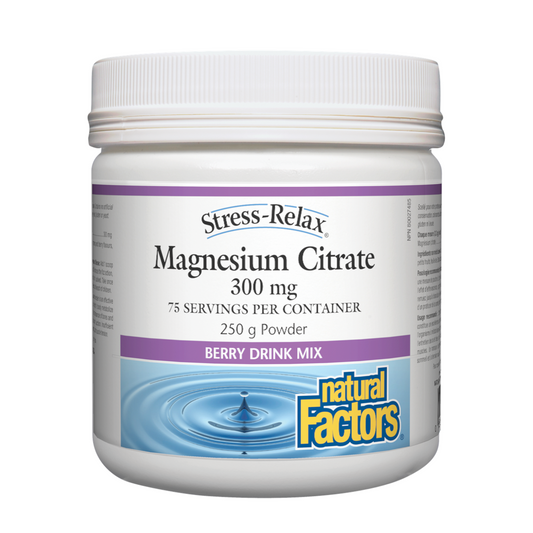 Natural Factors Magnesium Citrate- Berry Drink Mix 300mg