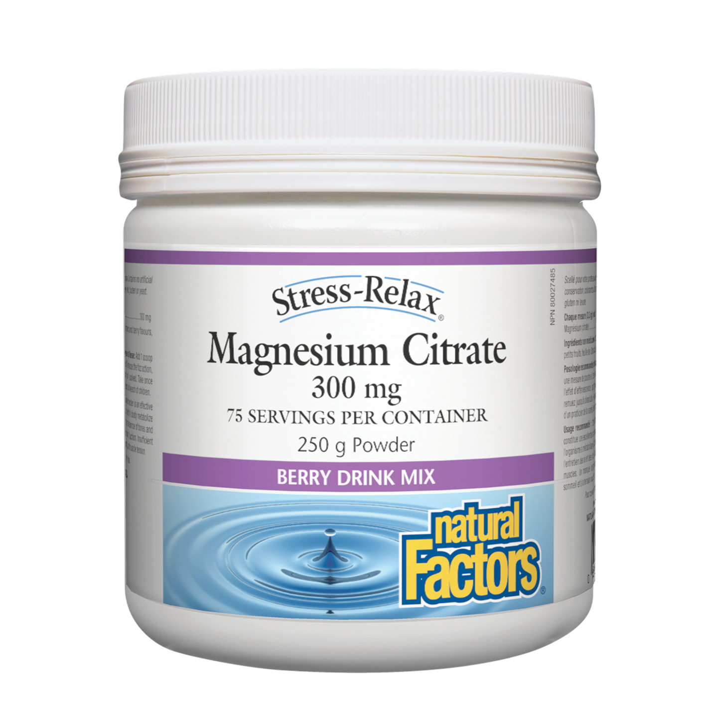 Natural Factors Magnesium Citrate- Berry Drink Mix 300mg