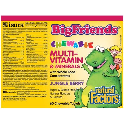 Natural Factors Big Friends Multivitamin & Minerals-Jungle Berry 60 Chewable Tablets