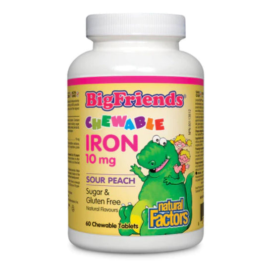 Natural Factors Big Friends Iron- Sour Peach 60 Chewables