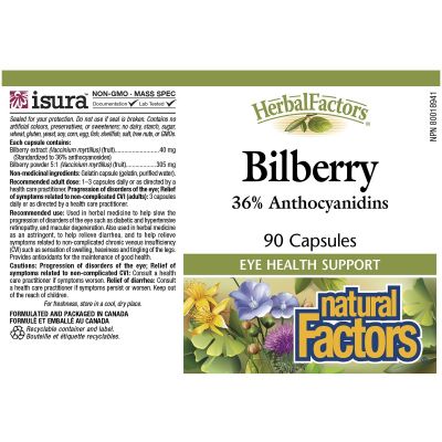 Natural Factors Bilberry 90 Capsules