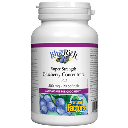 Natural Factors Super Strength Blueberry Concentrate 90 Softgels