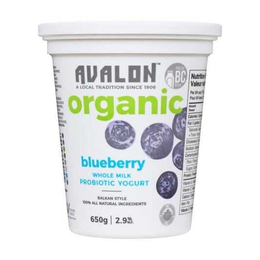 Avalon Organic Blueberry Yogurt 650G Refrigerated