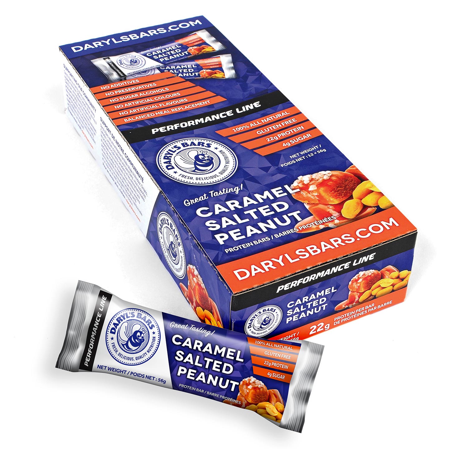 Daryl's Bars Caramel Salted Peanut Protein Bar Refrigerated