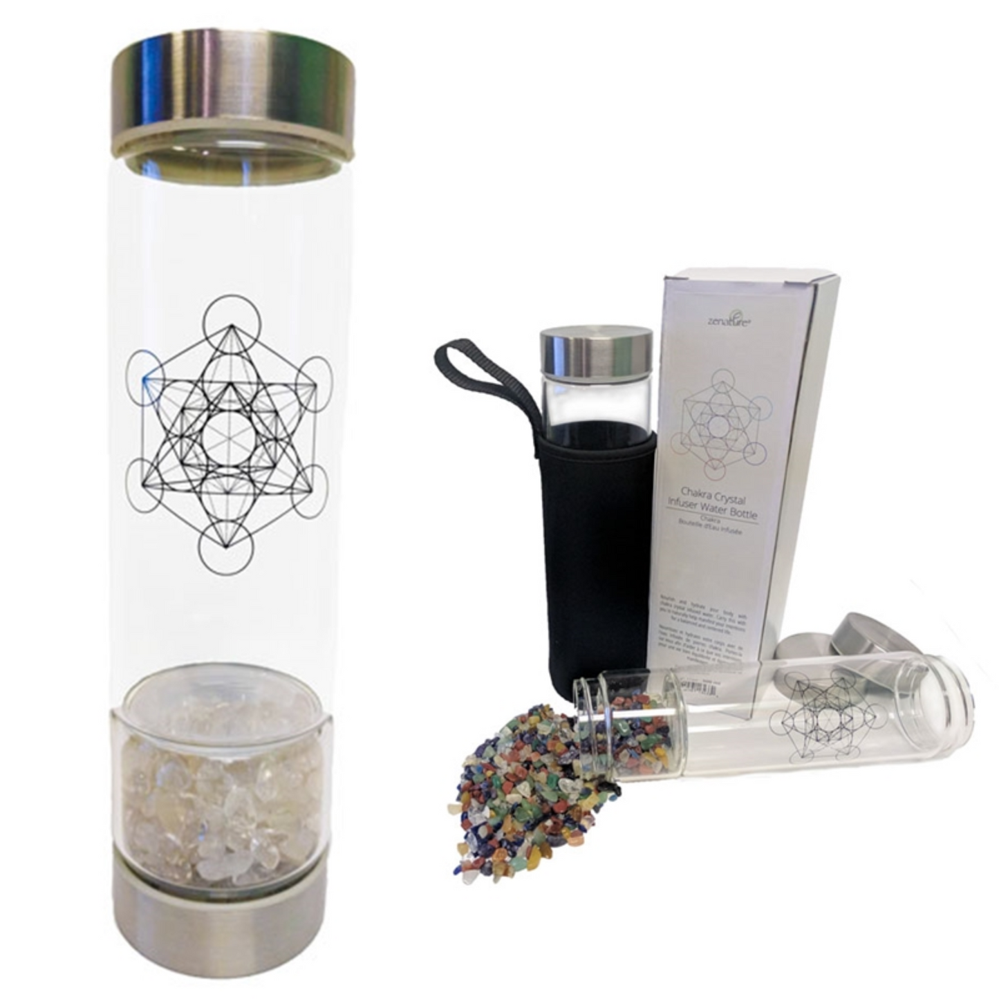 Clear Quartz Crystal Infuser Water Bottle