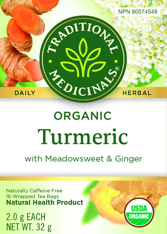 Traditional Medicinal Organic Turmeric Meadowsweet & Ginger 16 Tea Bags