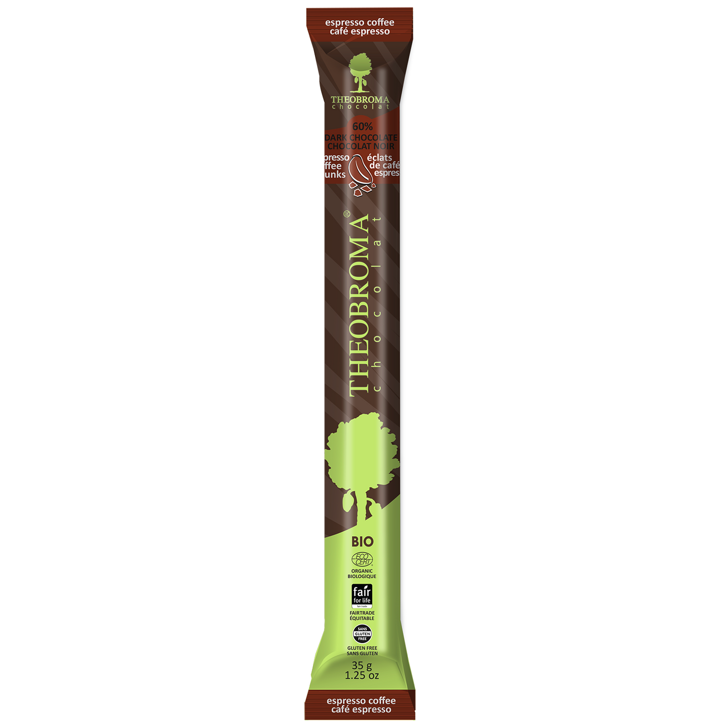 Theobroma 60% Dark Chocolate Espresso Coffee Chunks Baton 35g