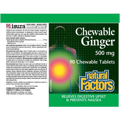 Natural Factors Ginger 90 Chewable Tablets