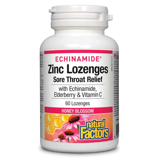 Natural Factors Echinamide Zinc Lozenges-Honey Blossom 60 Lozenges