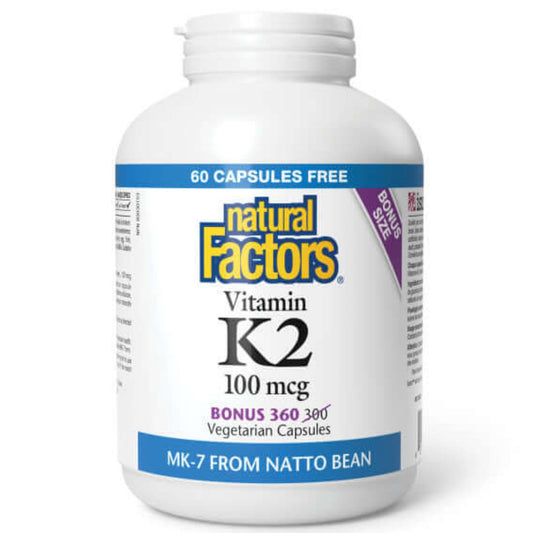 Natural Factors Vitamin K2 100 mcg 360 Vegetarian Capsules