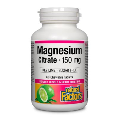 Natural Factors Magnesium Citrate-Key Lime 60 Chewable Tablets