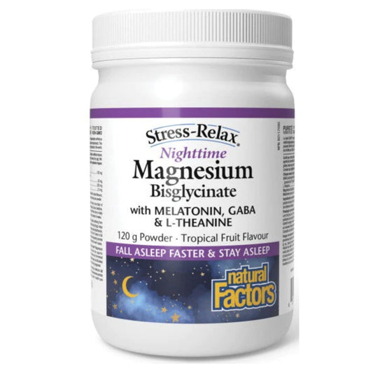 Natural Factors Nighttime Magnesium Bisglycinate- Tropical Fruit 120G