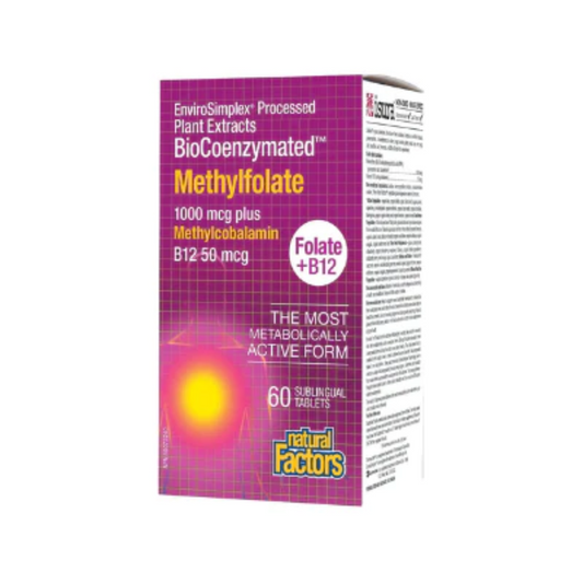 Natural Factors Methylfolate + Methylcobalamin B12 60 Sublingual Tablets
