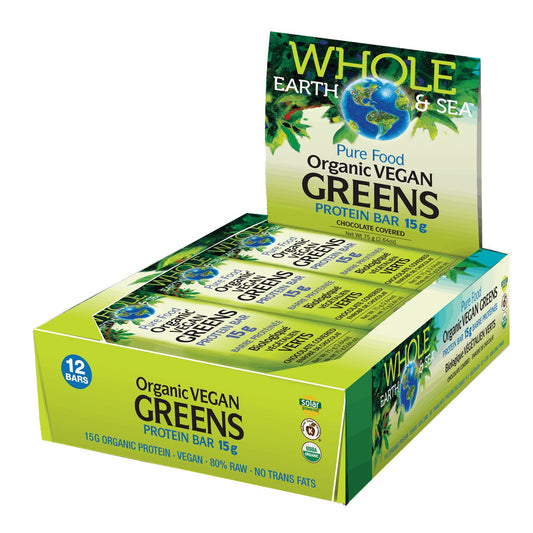 Whole Earth & Sea Organic Vegan Greens Protein Bar Case (12)