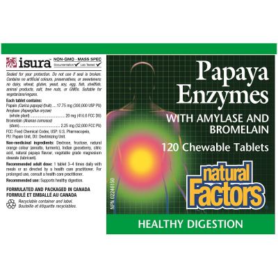 Natural Factors Papaya Enzymes 120 Chewable Tablets