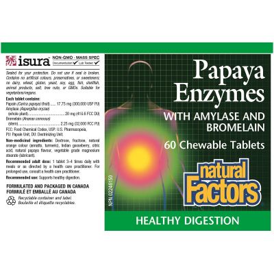 Natural Factors Papaya Enzymes 60 Chewable Tablets
