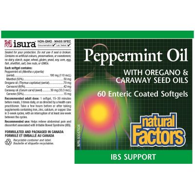 Natural Factors Peppermint Oil 60 Softgels
