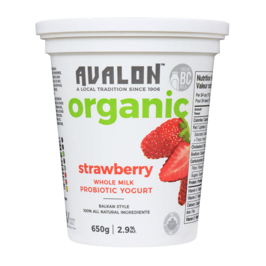 Avalon Organic Strawberry Yogurt 650G Refrigerated