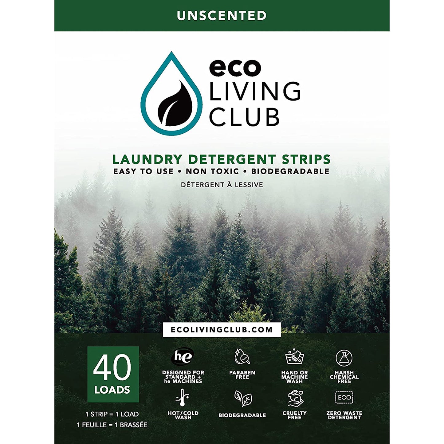 Eco Living Laundry Strips Unscented 40 Loads