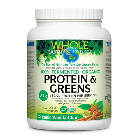 Whole Earth & Sea Organic 100% Fermented Protein & Greens Vanilla Chai 656g