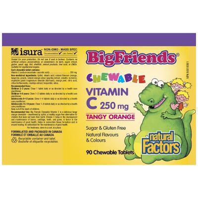 Natural Factors Big Friends Vitamin C- Tangy Orange 90 Chewable Tablets