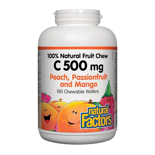 Natural Factors Vitamin C 500mg Peach, Passionfruit & Mango 180 Chews