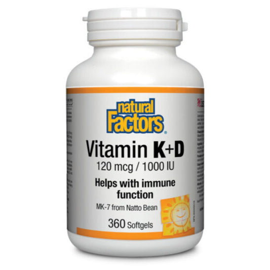 Natural Factors Vitamin K2+D3 360 Softgels