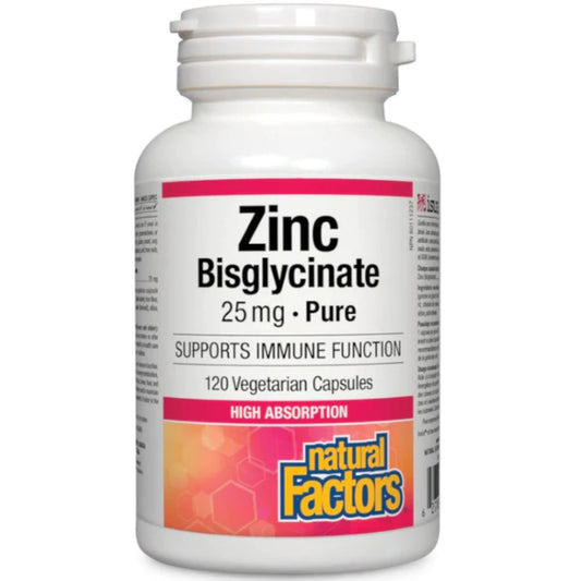 Natural Factors Zinc Bisglycinate 25mg (120Vcaps)